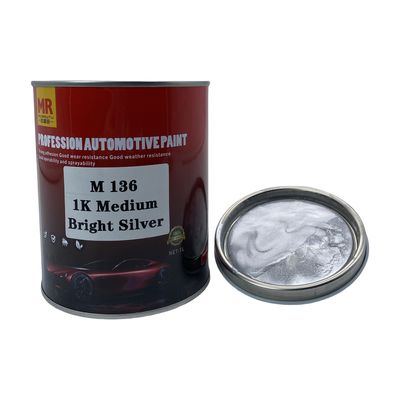 M136 1K Medium Bright Silver Auto Paint Metallic Silver Car Paint Smooth Finish