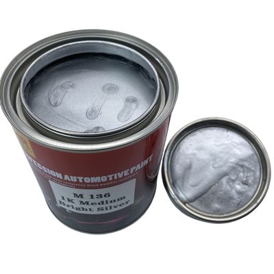 M136 1K Medium Bright Silver Auto Paint Metallic Silver Car Paint Smooth Finish