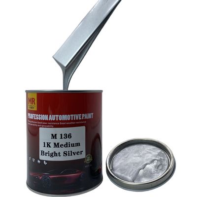 M136 1K Medium Bright Silver Auto Paint Metallic Silver Car Paint Smooth Finish