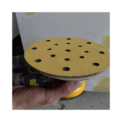 5 Inch Yellow 6 Holes Automotive Sanding Discs Hook Loop Sanding Disc P120 P600