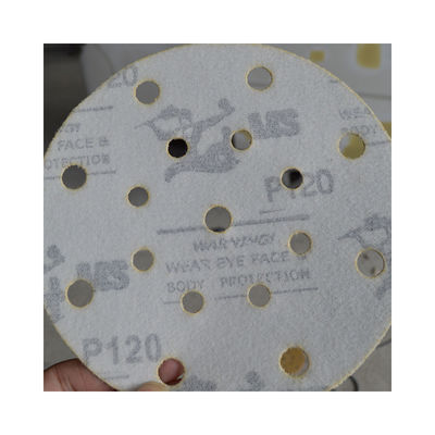 5 Inch Yellow 6 Holes Automotive Sanding Discs Hook Loop Sanding Disc P120 P600